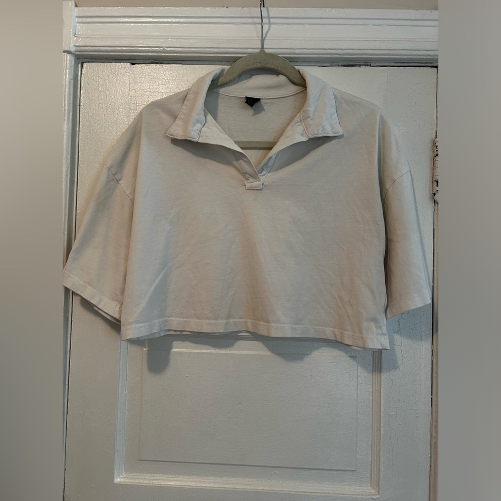 White collard crop top